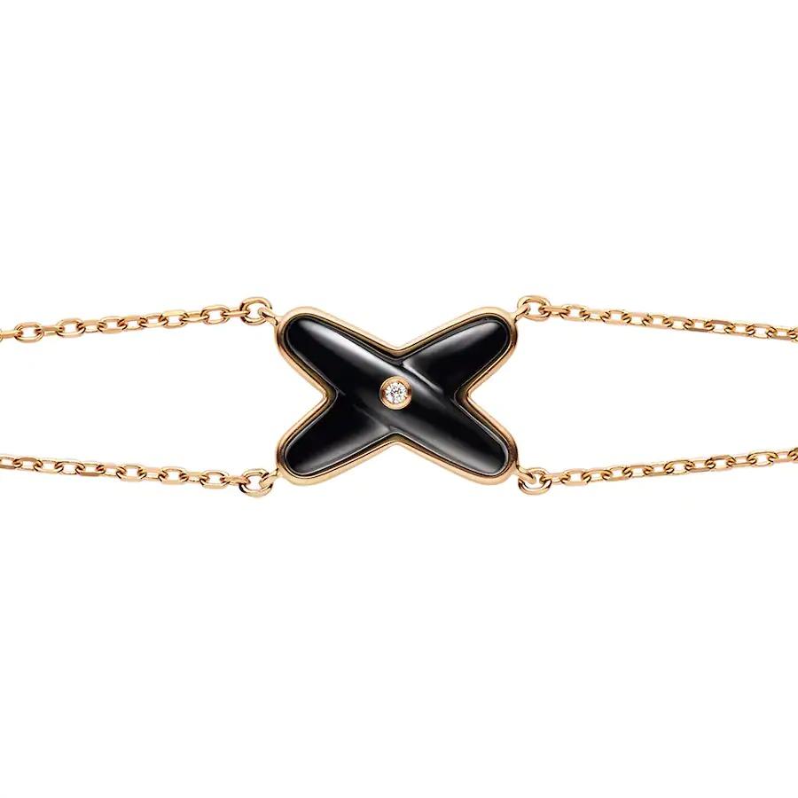 [LUCKY LOVE]JEUX BRACELET ONYX PINK GOLD 1 DIAMOND
