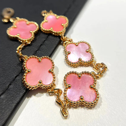 [LUCKY LOVE] CLOVER 5 MOTIFS  PINK MOP BRACELET COLLECTION
