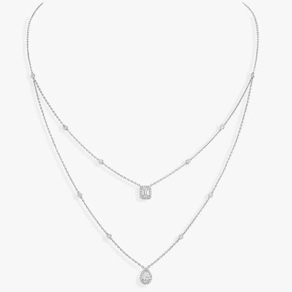 [LUCKY LOVE]Diamond Necklace My Twin 2 Rows