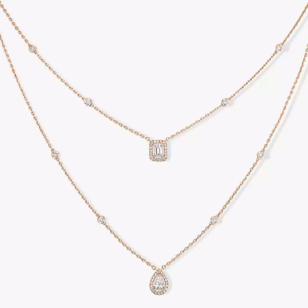 [LUCKY LOVE]Diamond Necklace My Twin 2 Rows