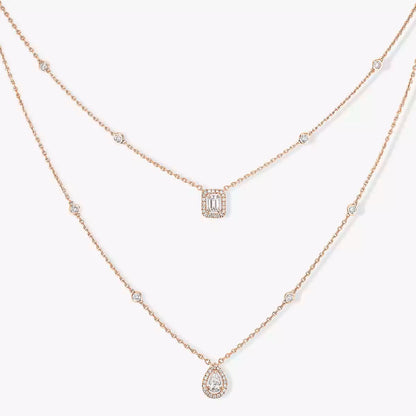 [LUCKY LOVE]Diamond Necklace My Twin 2 Rows
