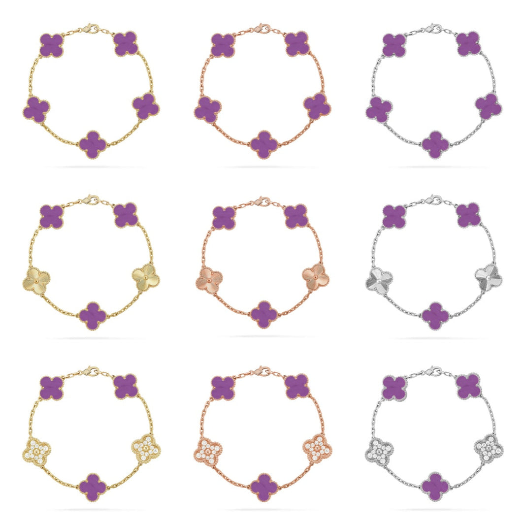 [LUCKY LOVE] CLOVER 5 MOTIF VIOLET BRACELET COLLECTION