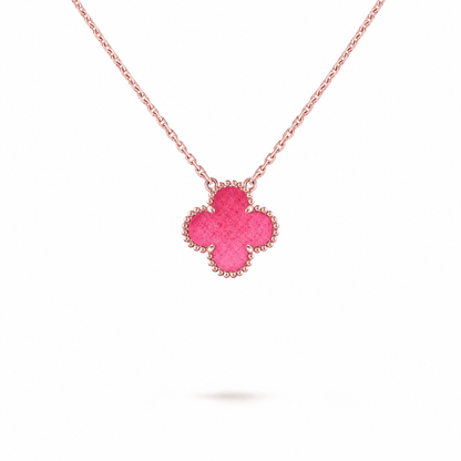 [LUCKY LOVE] NEW CLOVER 15MM PINK ENAMEL NECKLACE