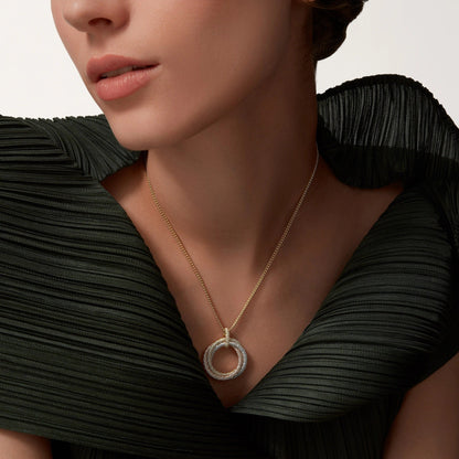 [LUCKY LOVE]TRINITY LARGE FULL DIAMOND  NECKLACE