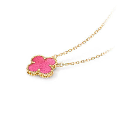 [LUCKY LOVE] NEW CLOVER 15MM PINK ENAMEL NECKLACE