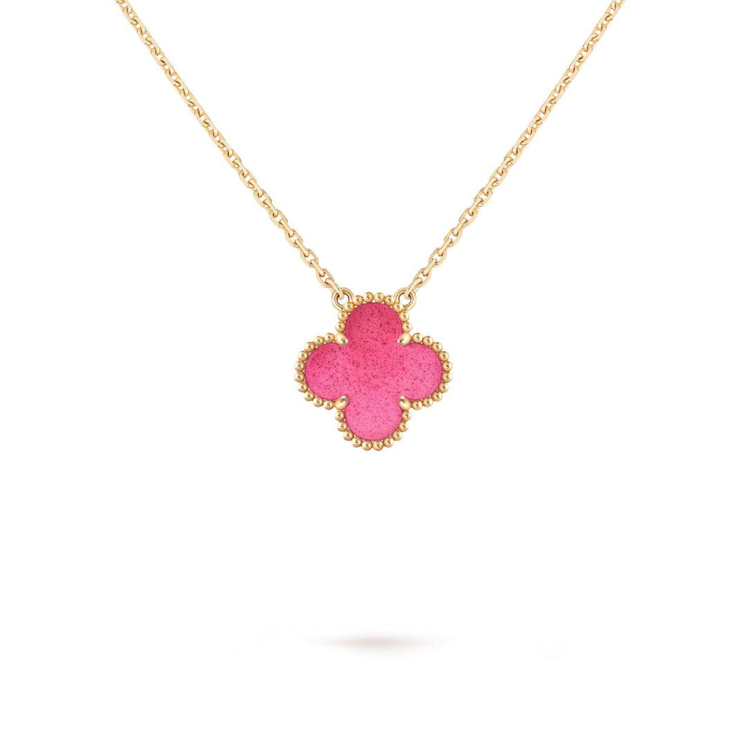 [LUCKY LOVE] NEW CLOVER 15MM PINK ENAMEL NECKLACE