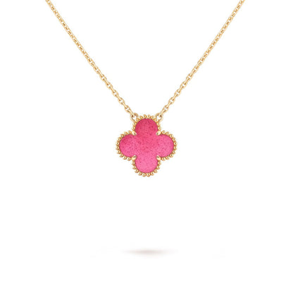 [LUCKY LOVE] NEW CLOVER 15MM PINK ENAMEL NECKLACE