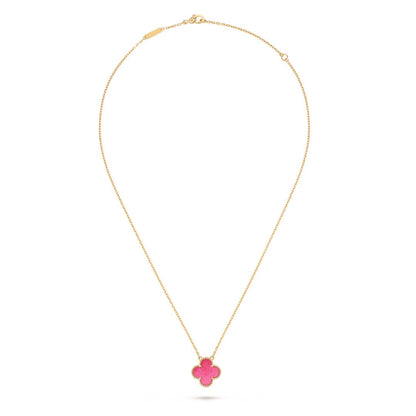 [LUCKY LOVE] NEW CLOVER 15MM PINK ENAMEL NECKLACE