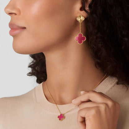 [LUCKY LOVE] NEW CLOVER 15MM PINK ENAMEL NECKLACE