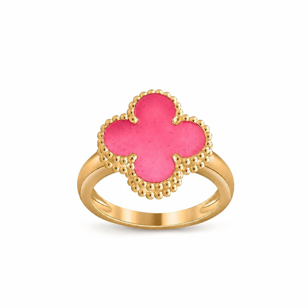 [LUCKY LOVE]NEW CLOVER PINK ENAMEL RINGS