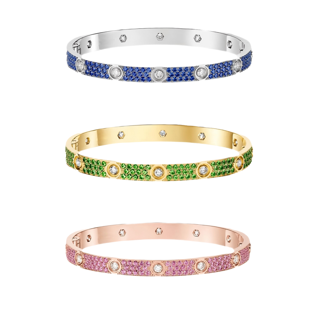 [LUCKY LOVE]2026 PAVE GEMSTONE LOVE BRACELET 6.1MM 10 DIAMONDS