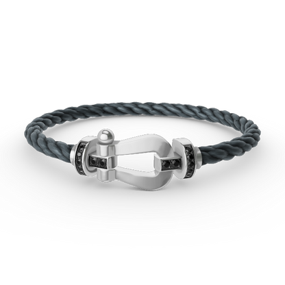 [LUCKY LOVE]FORCE LARGE HORSESHOE BLACK DIAMOND BRACELET SILVER