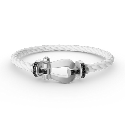 [LUCKY LOVE]FORCE LARGE HORSESHOE BLACK DIAMOND BRACELET SILVER