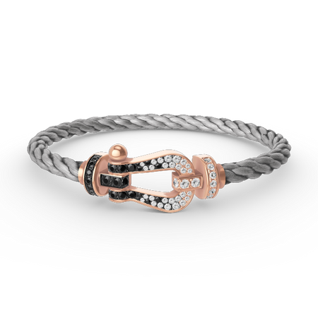 [LUCKY LOVE]FORCE LARGE HORSESHOE BLACK WHITE DIAMOND BRACELET ROSE GOLD