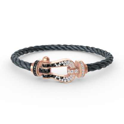 [LUCKY LOVE]FORCE LARGE HORSESHOE BLACK WHITE DIAMOND BRACELET ROSE GOLD