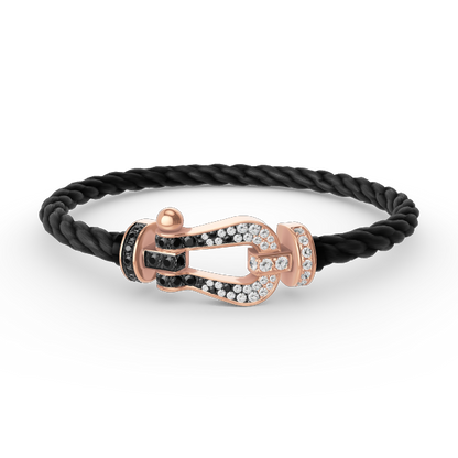 [LUCKY LOVE]FORCE LARGE HORSESHOE BLACK WHITE DIAMOND BRACELET ROSE GOLD
