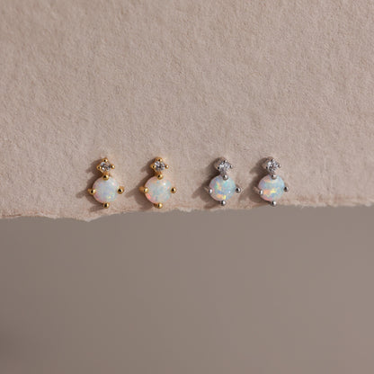 Opal & Diamond Flatback Studs