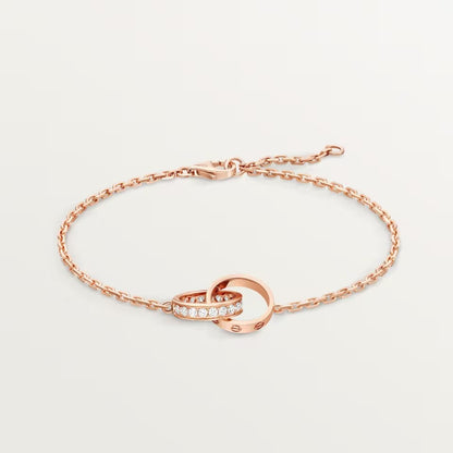 [LUCKY LOVE]LOVE DOUBLE RING HALF DIAMOND BRACELET
