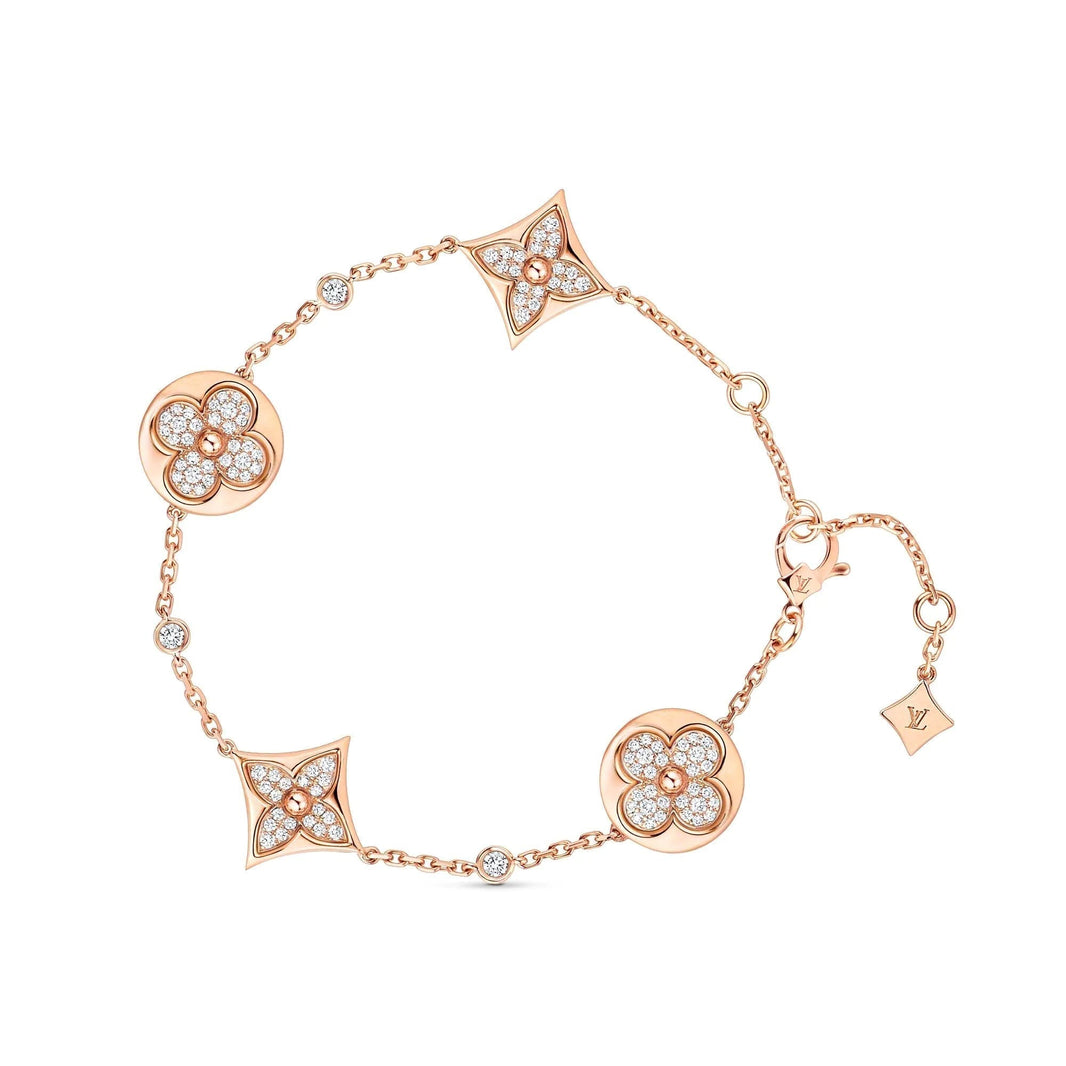 [LUCKY LOVE]STAR AND SUN 4 MOTIFS GOLD DIAMONDS BRACELET
