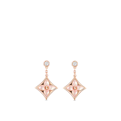 [LUCKY LOVE]DOUBLE STAR PINK GOLD MOP DROP EARRINGS