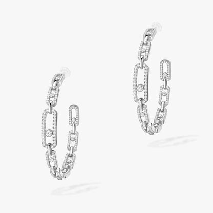 [[LUCKY LOVE]Move Link Diamond Hoop Earrings
