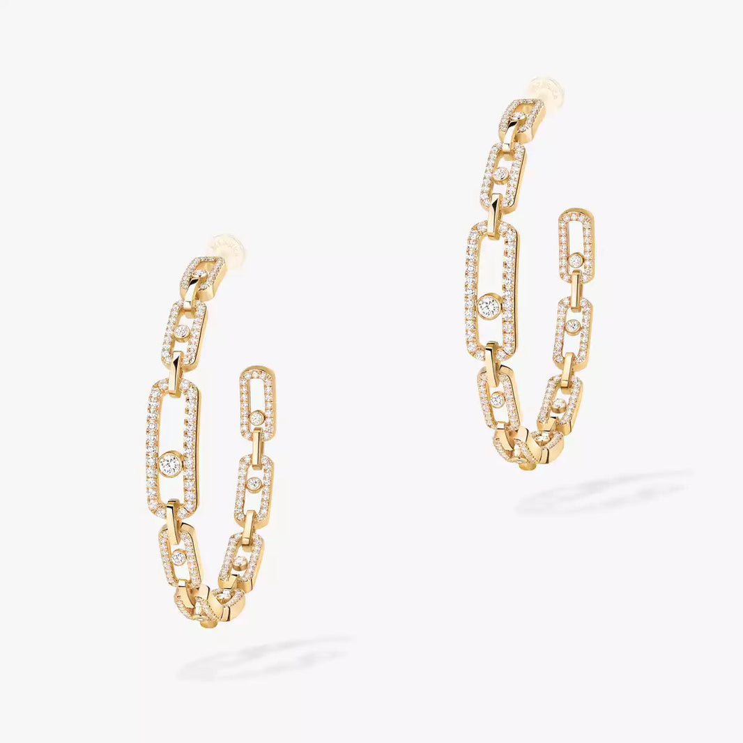 [[LUCKY LOVE]Move Link Diamond Hoop Earrings