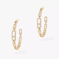 [[LUCKY LOVE]Move Link Diamond Hoop Earrings