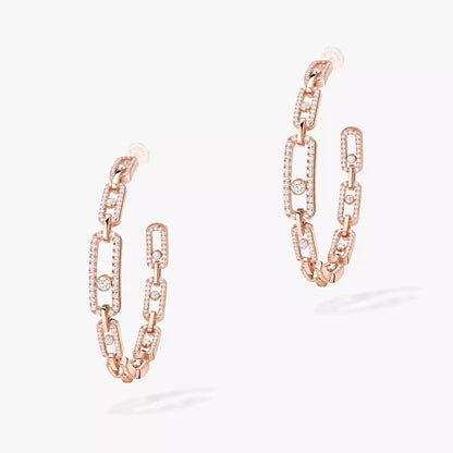 [[LUCKY LOVE]Move Link Diamond Hoop Earrings