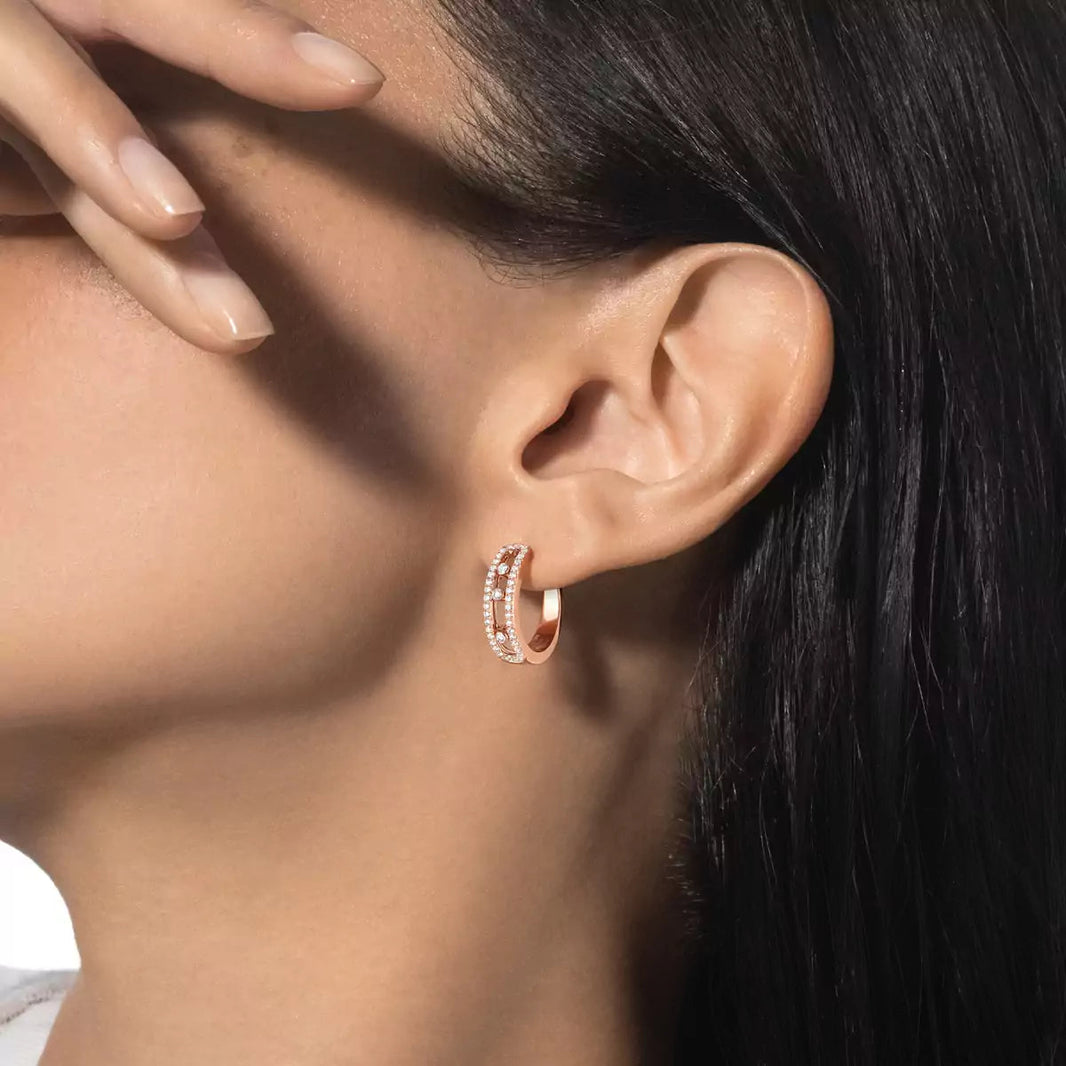 [LUCKY LOVE]Diamond Pave_ Hoop Earrings Move