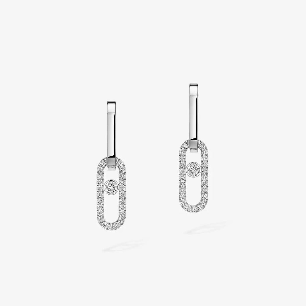 [LUCKY LOVE]Move Link Diamond Earrings