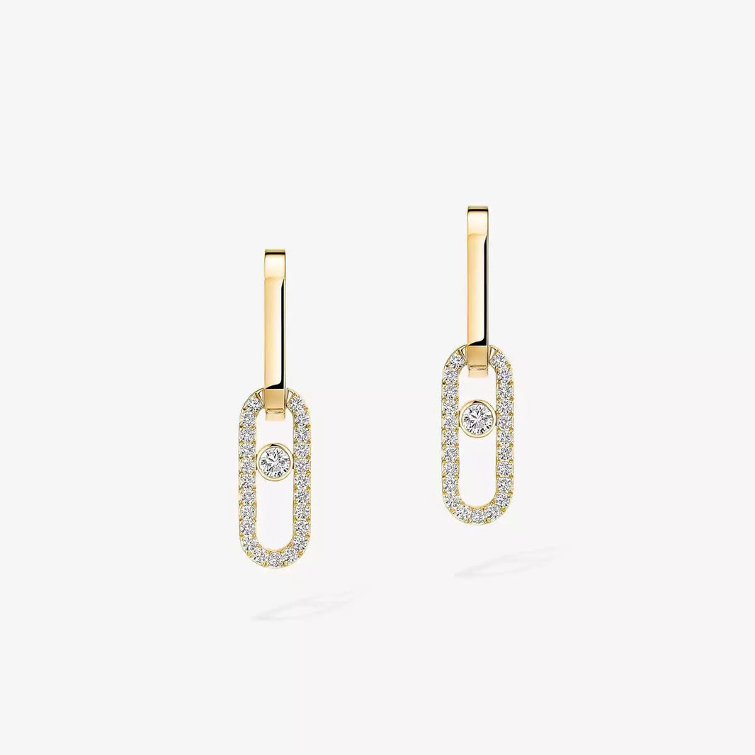 [LUCKY LOVE]Move Link Diamond Earrings