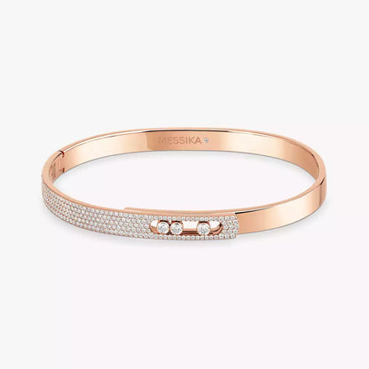 [LUCKY LOVE]Move Noa Rose Gold Pavé Diamond Bangle Bracelet