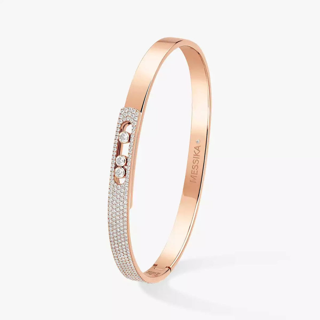 [LUCKY LOVE]Move Noa Rose Gold Pavé Diamond Bangle Bracelet