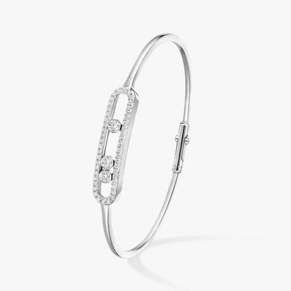 [LUCKY LOVE]Move Pavé Diamond Bangle Bracelet M