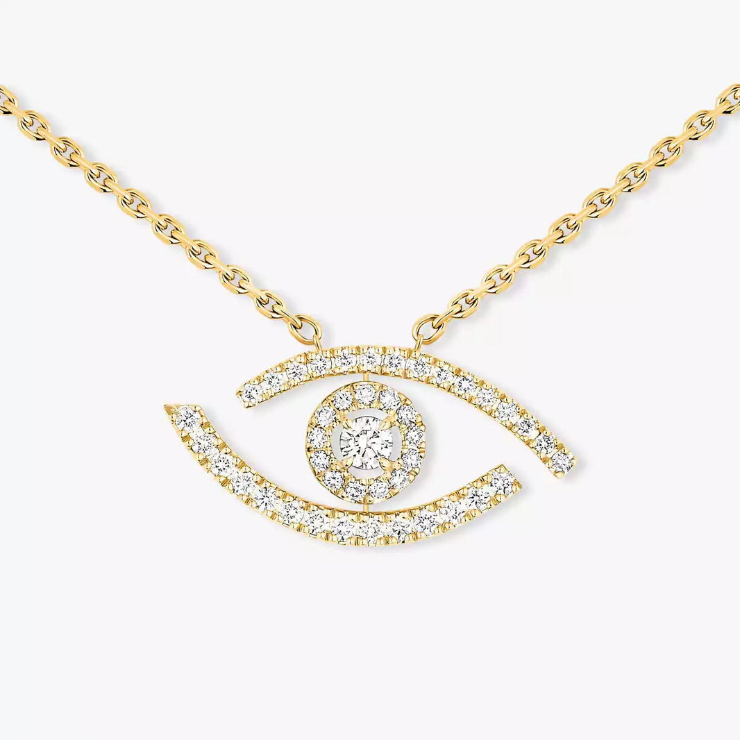 [LUCKY LOVE]Pave_ Diamond Necklace Lucky Eye