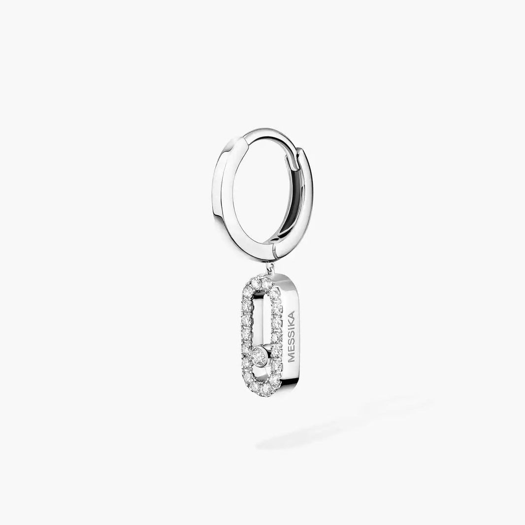 [LUCKY LOVE]Move Uno Single Diamond Hoop Earring