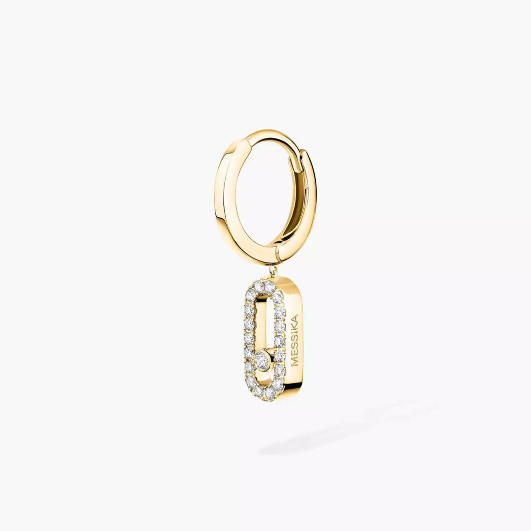 [LUCKY LOVE]Move Uno Single Diamond Hoop Earring