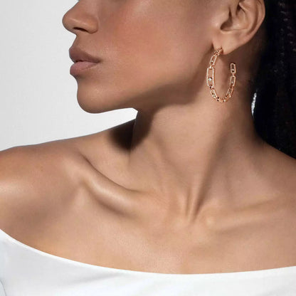[[LUCKY LOVE]Move Link Diamond Hoop Earrings