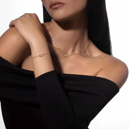 [LUCKY LOVE]Move Uno Diamond Bracelet