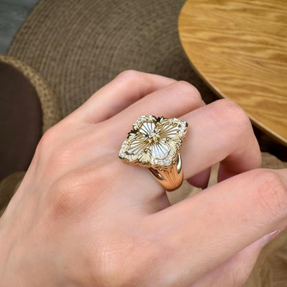 [LUCKY LOVE]OPERA TULLE  RING WITH  ENAMEL BACKGROUND