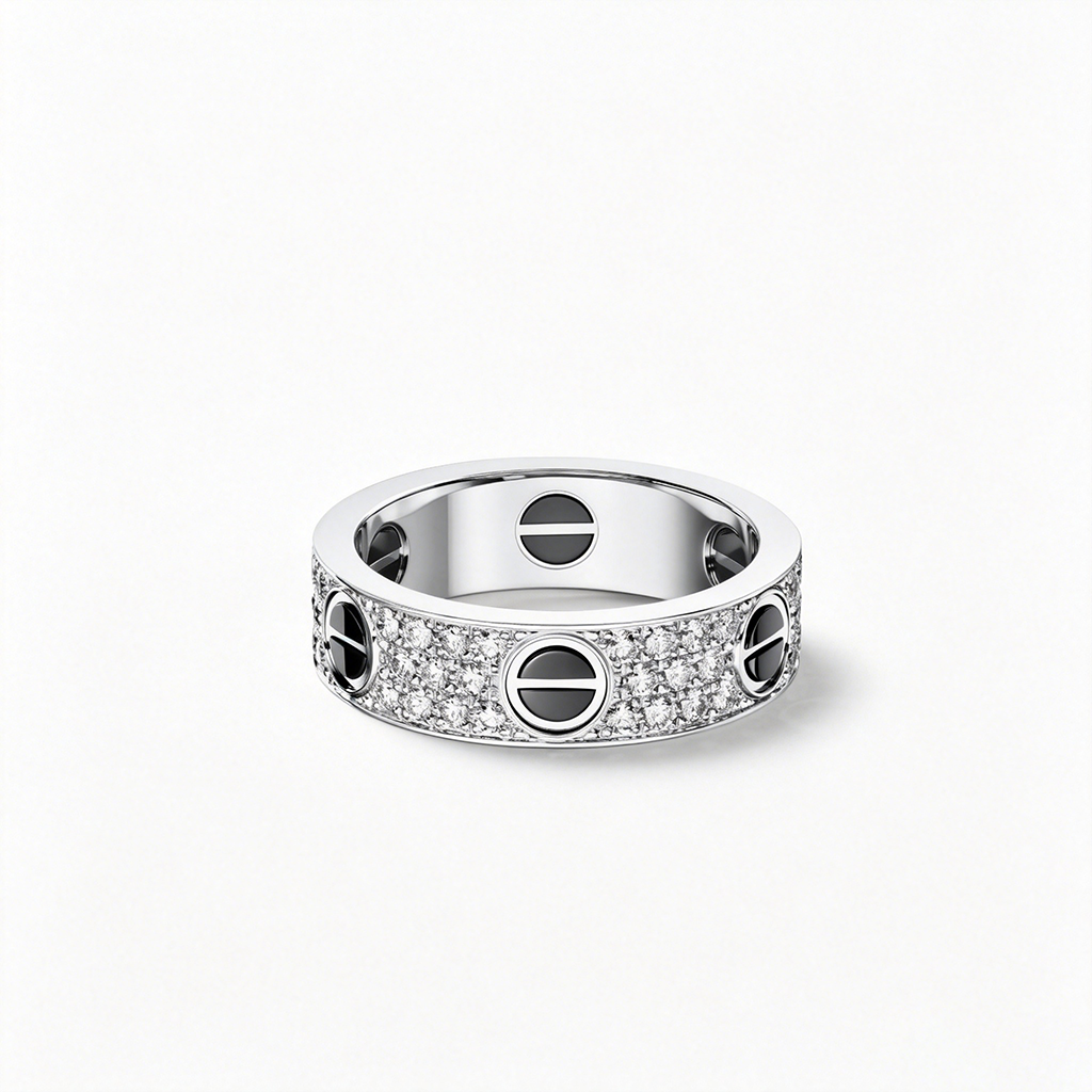 [LUCKY LOVE]LOVE RING 5.5MM DIAMONDS PAVED CERAMIC