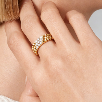 [LUCKY LOVE] THREE-ROW DIAMOND RING