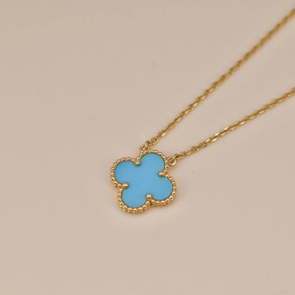 [LUCKY LOVE]CLOVER 15MM VINTAGE TURQUOISE NECKLACE