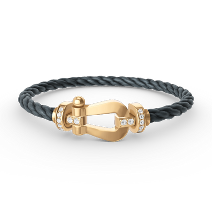 [LUCKY LOVE]FORCE LARGE HORSESHOE HALF DIAMOND BRACELET GOLD