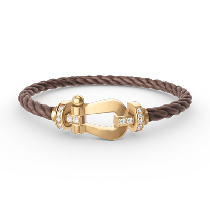 [LUCKY LOVE]FORCE LARGE HORSESHOE HALF DIAMOND BRACELET GOLD