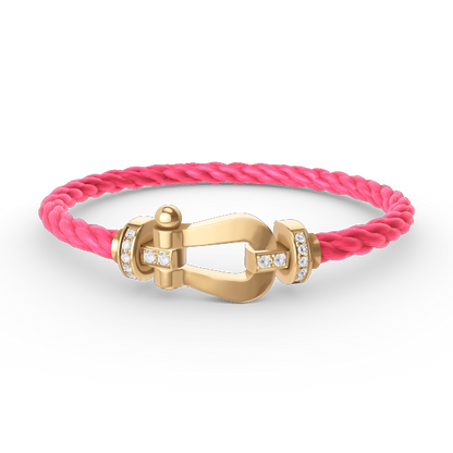 [LUCKY LOVE]FORCE LARGE HORSESHOE HALF DIAMOND BRACELET GOLD