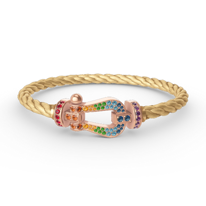 [LUCKY LOVE]FORCE LARGE HORSESHOE  COLORED DIAMOND BRACELET ROSE GOLD