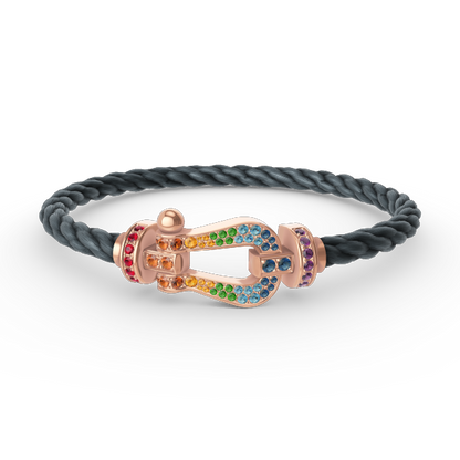 [LUCKY LOVE]FORCE LARGE HORSESHOE  COLORED DIAMOND BRACELET ROSE GOLD