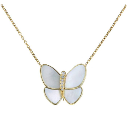 [LUCKY LOVE]BUTTERFLY GOLD MOP DIAMOND NECKLACE