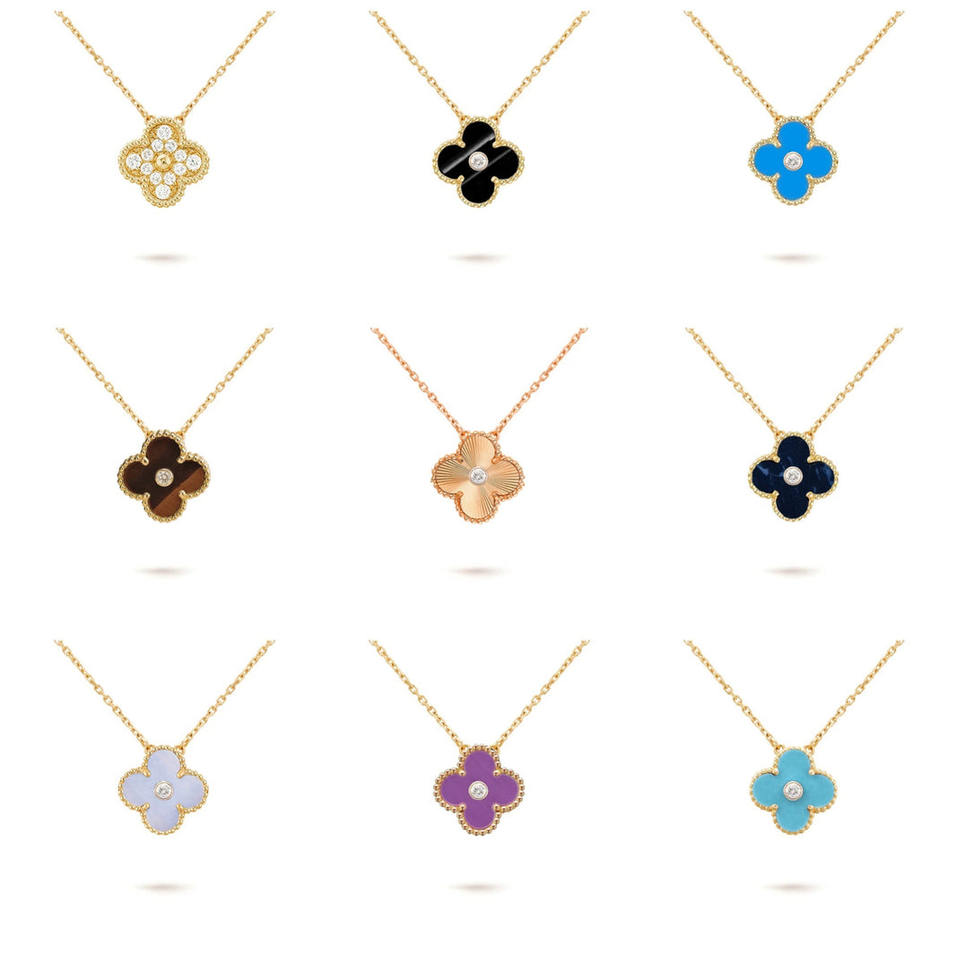 [LUCKY LOVE]CLOVER 15MM DIAMOND SINGLE FLOWER NECKLACE COLLECTION
